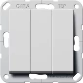 Выключатель трехклавишный проходной Gira System 55, на клеммах, серый матовый