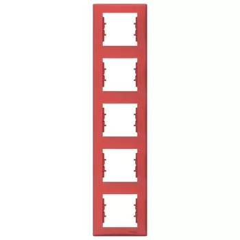 Рамка Schneider Electric Sedna на 5 постов, вертикальная, красный