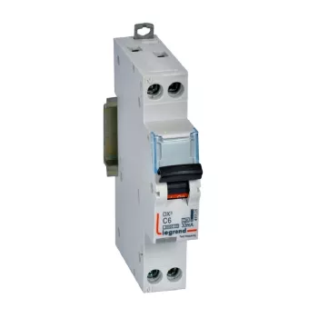 L411128 Выключатель автоматический дифференциального тока АВДТ DX3 1П+Н 6000А C6 30мА тип А (1 модул