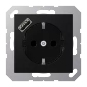 Розетка SCHUKO® с USB-зарядным устройством, тип А; термопласт; черный матовый A1520-18ASWM Jung