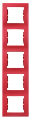 Рамка Schneider Electric Sedna на 5 постов, вертикальная, красный