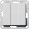 Кнопка звонка трехклавишная (3н.о.) Gira System 55, на клеммах, серый матовый