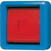 Крышка со стеклом – красная клавиша и синее окошко 860WGLBL Jung
