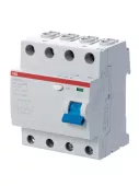 Устройство защитного отключения (УЗО) ABB F200, 4 полюса, 100A, 100 mA, тип AC, электро-механическое, ширина 4 DIN-модуля