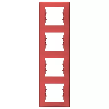 Рамка Schneider Electric Sedna на 4 поста, вертикальная, красный