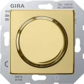 Светорегулятор поворотный Gira ClassiX для ламп накаливания 230в и галогеновых ламп 220в, без нейтрали, латунь