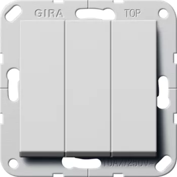 Выключатель трехклавишный Gira System 55, на клеммах, серый матовый