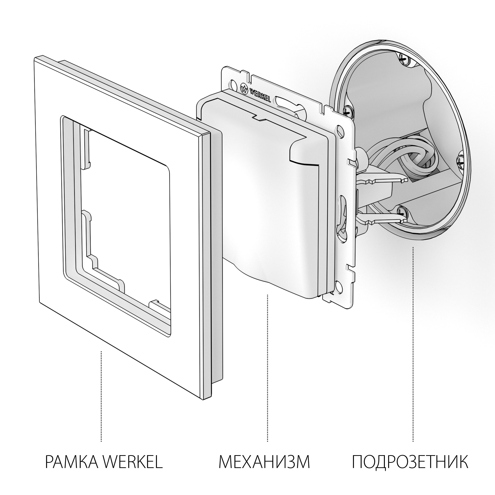 

Werkel серо-коричневый Розетка 220v с заземлением, с крышкой и шторками, IP44, System 57