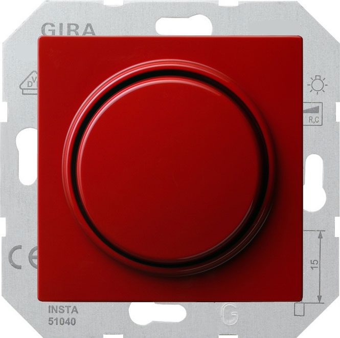 Светорегулятор клавишный Gira S-Color для люминесцентных ламп с управляемым эпра, с нейтралью, красный