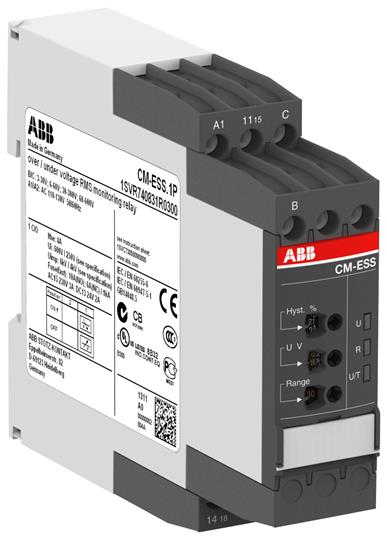 Abb SST  Однофазное реле контроля напряжения CM-ESS.1P (диапазоны измерения 3- 30В, 6-60В, 30-300В,