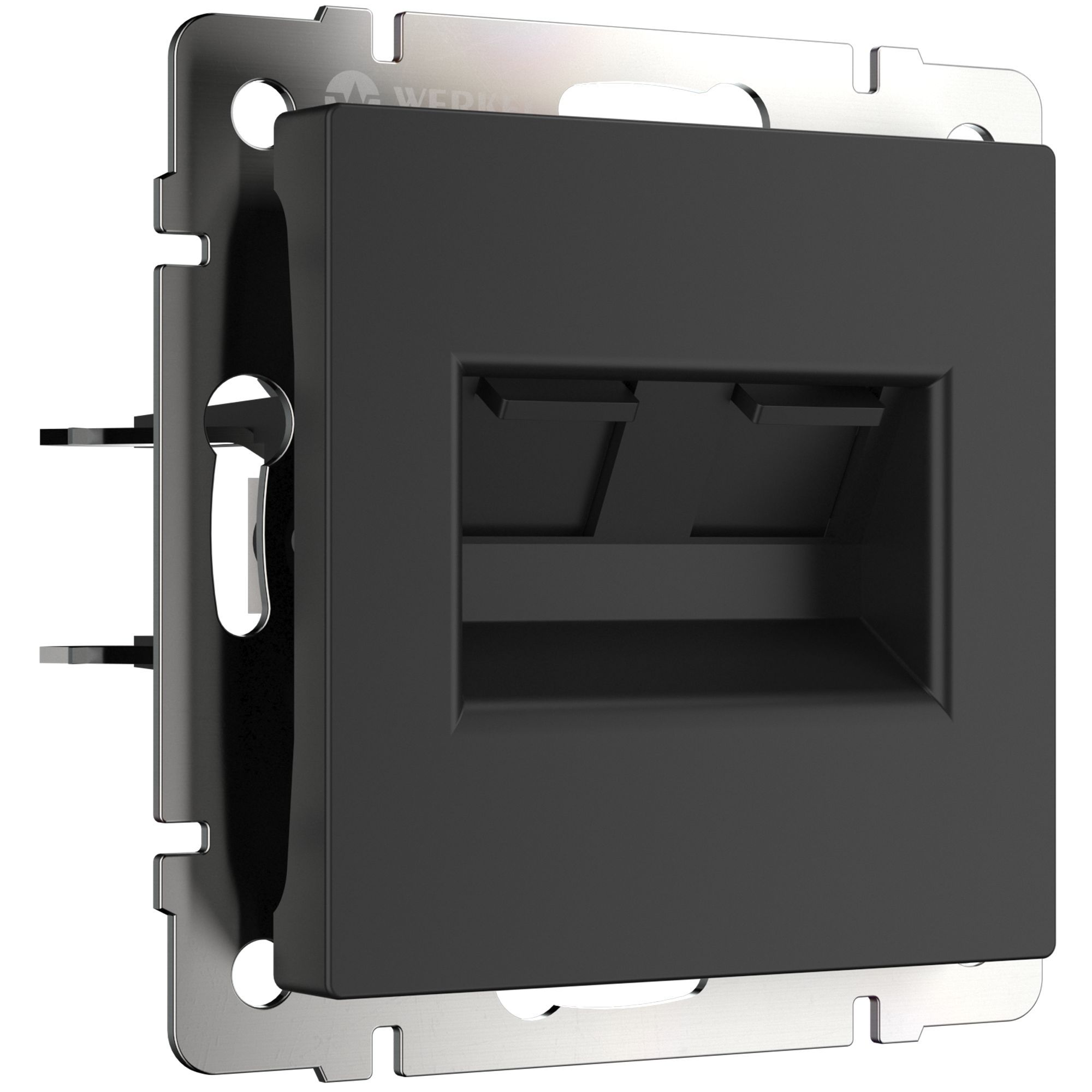 Розетка Ethernet RJ-45 Werkel W1182208 двухместная цвет черный матовый для сетевых подключений 2075₽