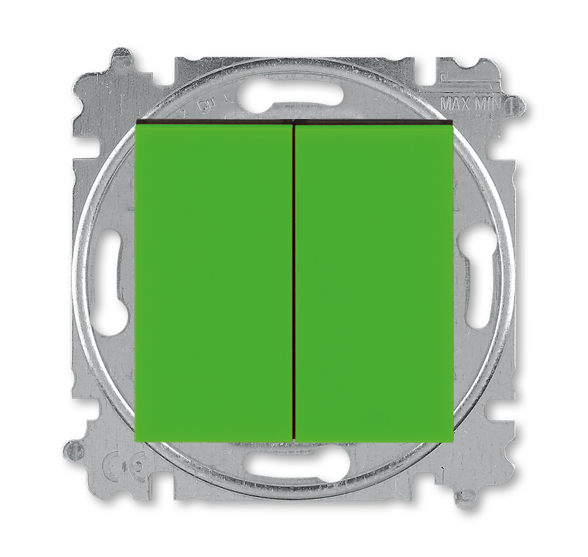 ABB Levit зелёный / дымчатый чёрный Выключатель 2-х клавишный проходной