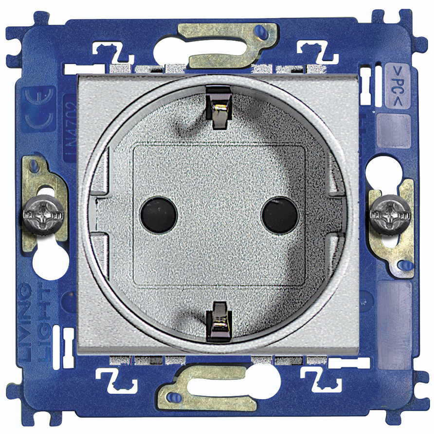 

Розетка с заземлением Bticino LivingLight, с защитными шторками, на клеммах, алюминий, LivingLight