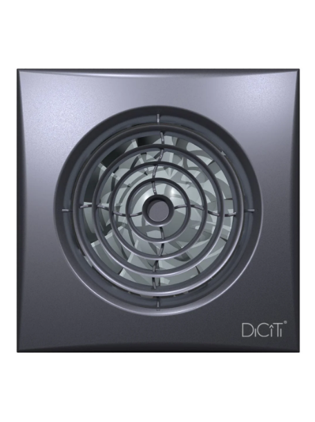 Вентилятор осевой вытяжной с обратным клапаном D 100, декоративный  AURA 4C dark gray metal DICITI