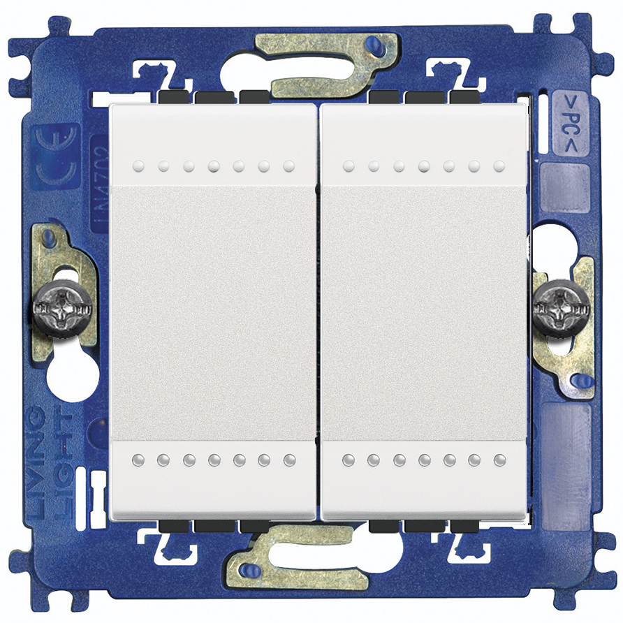 

Выключатель двухклавишный перекрёстный с подсветкой Bticino LivingLight, на винтах, белый, LivingLight