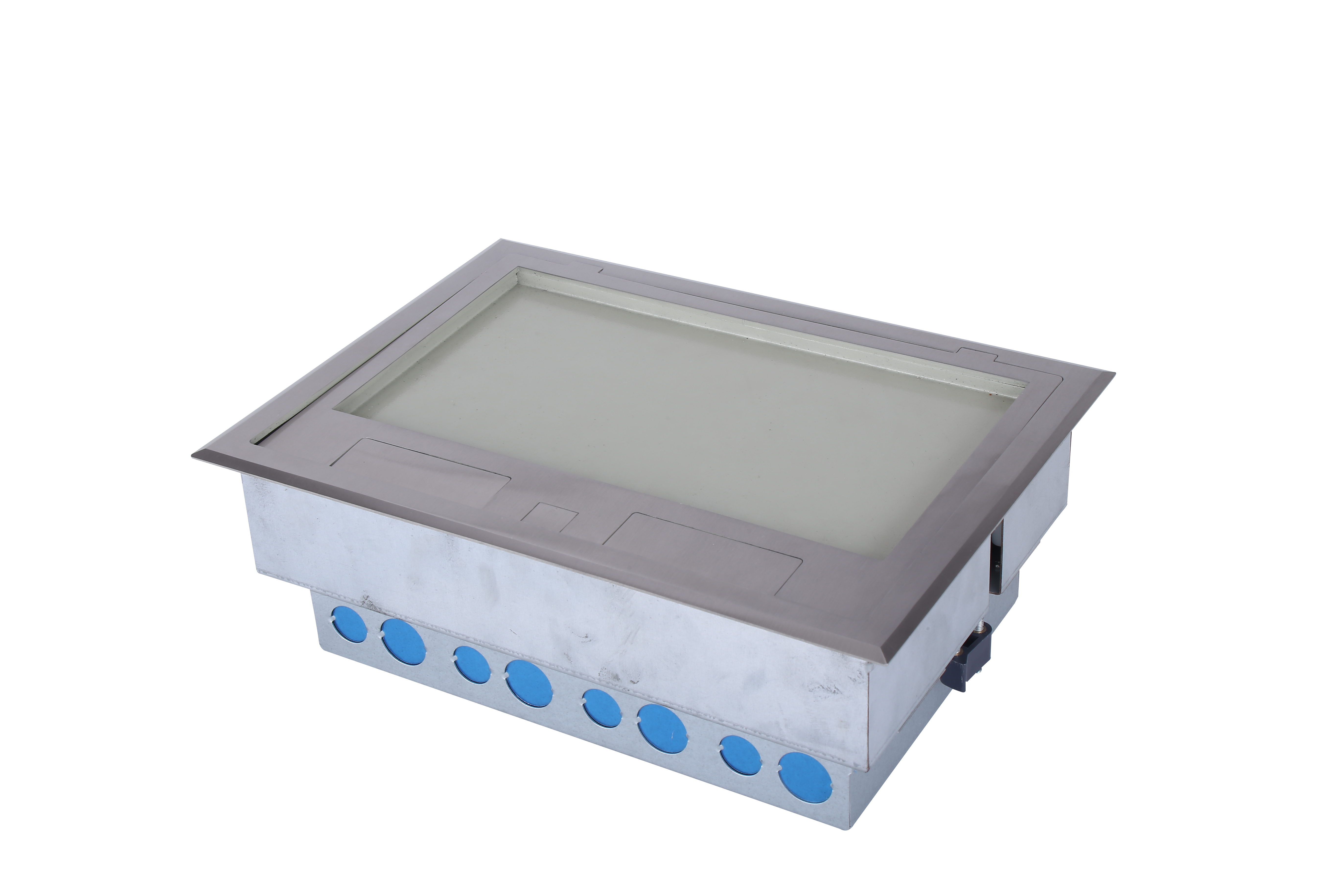 Лючок для электроустановочных изделий стандарта 45х45 вертикальная установка 8 модулей 45х45мм рама и крышка из нержавеющей стали 36920₽