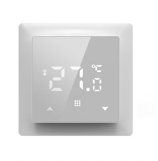 Термостат с датчиком пола, программируемый с Wi-Fi , 16 A, 55*55 мм., с голосовым управлением, белое стекло