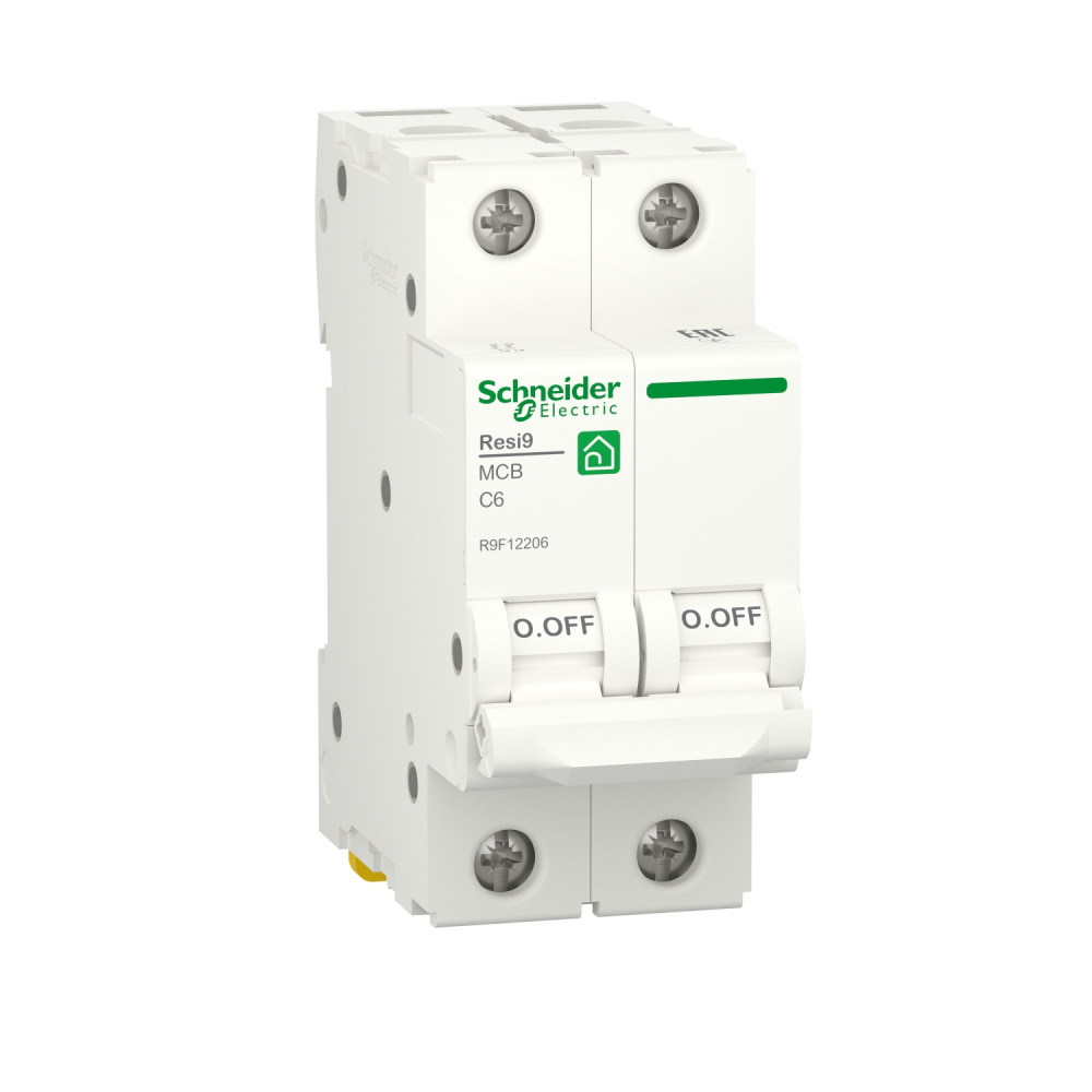 

Автоматический выключатель Schneider Electric Resi9, 2 полюса, 6A, тип C, 6kA