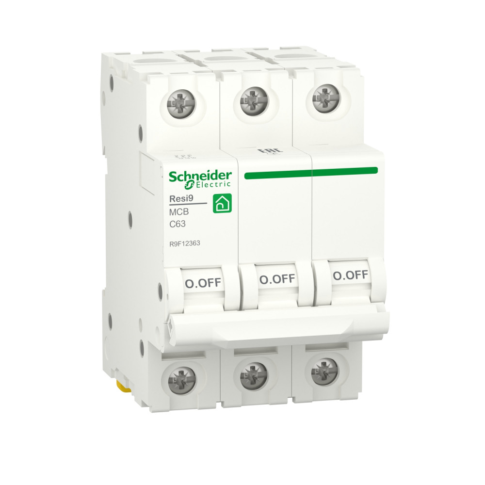 

Автоматический выключатель Schneider Electric Resi9, 3 полюса, 63A, тип C, 6kA