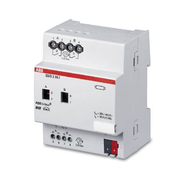 Abb EIB SD/S 2.16.1 Светорегулятор для ЭПРА 1-10В, 2 канала, 16А, MDRC