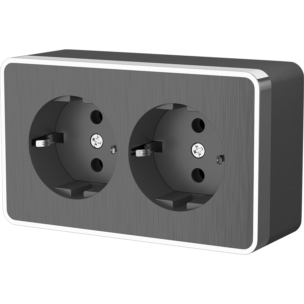 

Розетка двойная с заземлением Werkel Gallant, без защитных шторок, на винтах, графит рифленый, Gallant