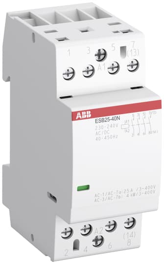 Abb SST Контактор ESB25-40N-06 модульный (25А АС-1, 4НО), катушка 230В AC/DC