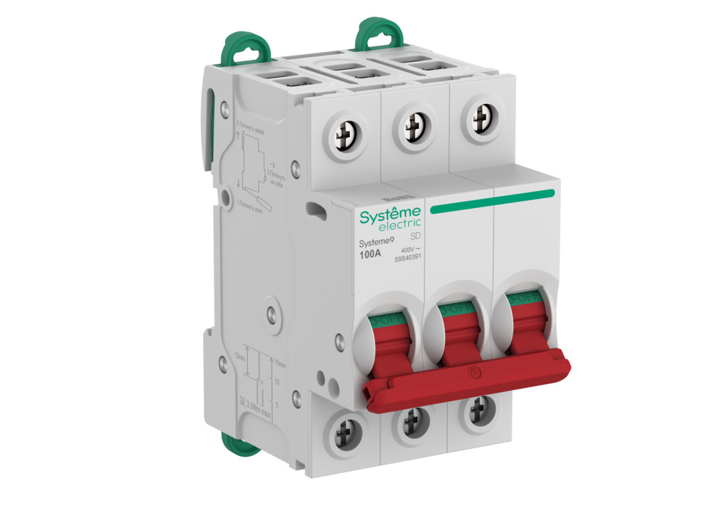 Выключатель нагрузки Systeme9 Systeme Electric 3P 100A 400В 12840₽