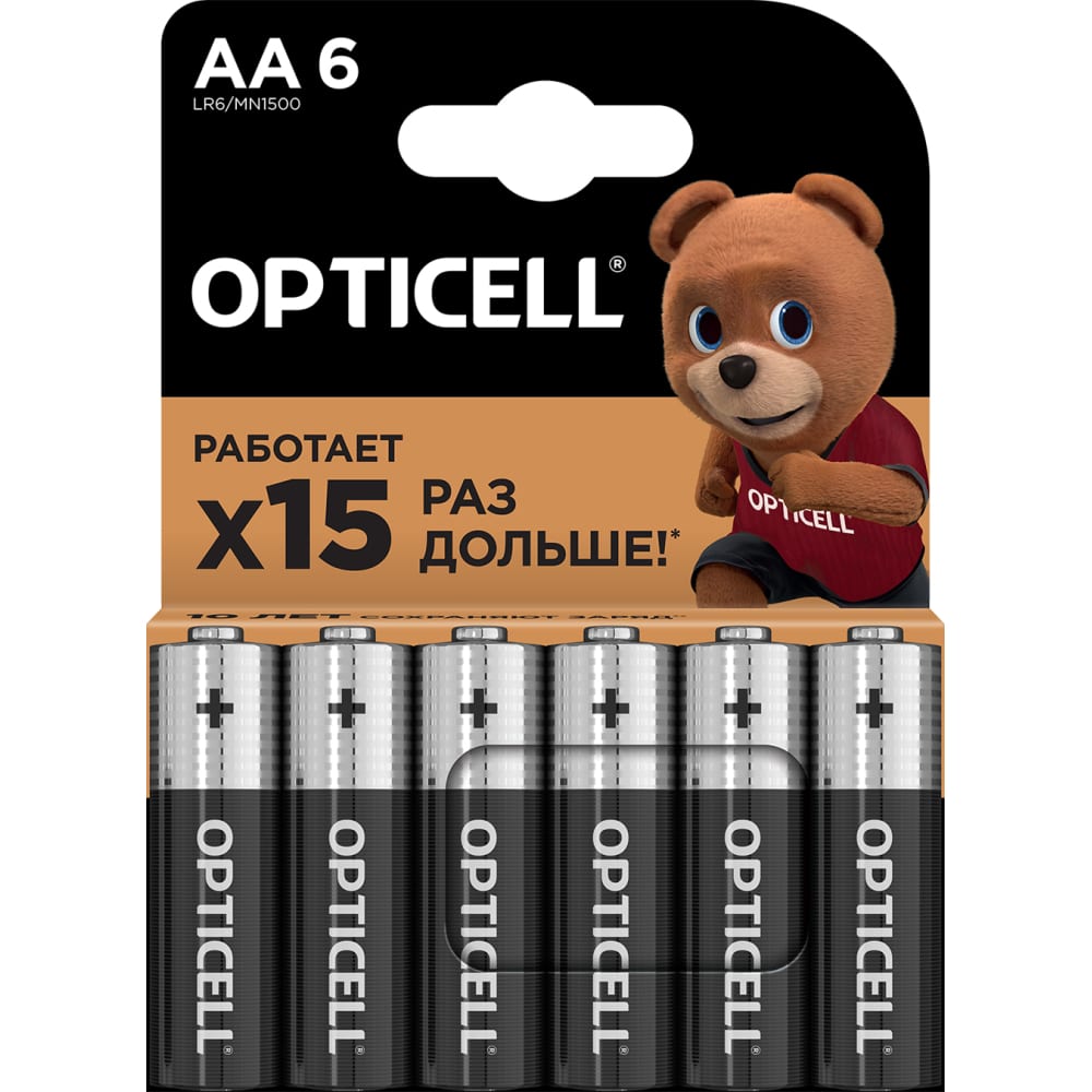 Батарейка алкалиновая AA/LR6,  6 шт. в блистере, Basic Opticell