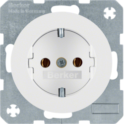 Розетка с заземлением Berker R.1; R.3, без защитных шторок, на клеммах, белый глянцевый