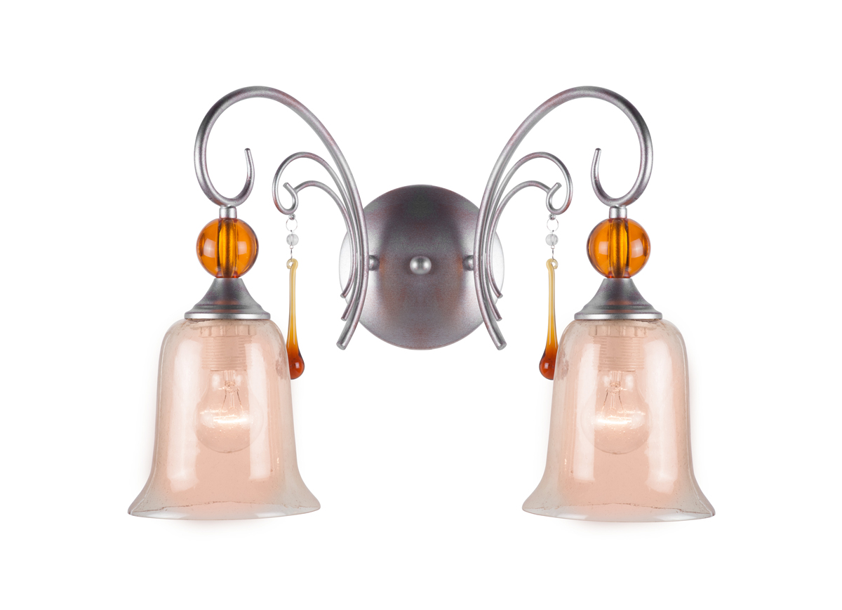 Donolux Classic бра двухрожковое плафоны стекло янтарного цвета подвески крашеное стекло шир 41 см выс 345 см 2хE27 60W цвет арматуры античное 1858₽