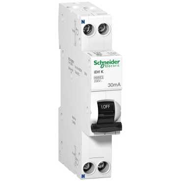 

Автоматический выключатель дифференциального тока (АВДТ) Schneider Electric Acti9 iDif K, 16A, 30mA, тип A, кривая отключения C, 2 полюса, 6kA, электронного типа, ширина 1 модуль DIN, Acti9 iDif K