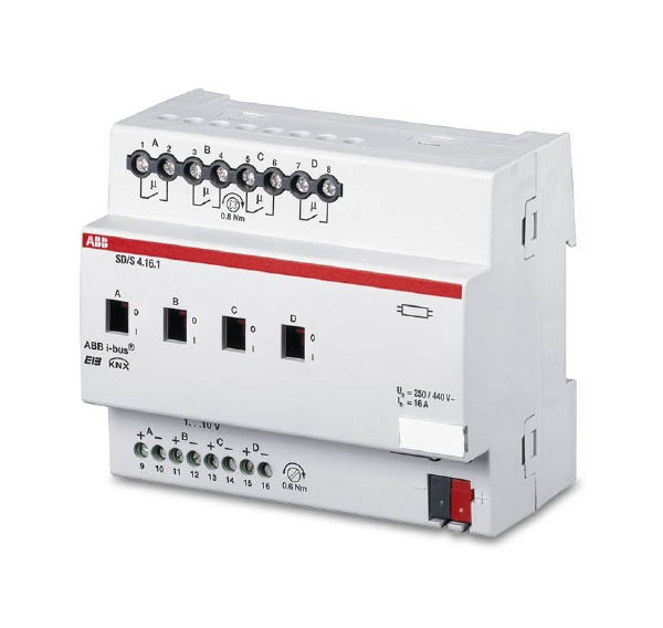 Abb EIB SD/S 4.16.1 Светорегулятор для ЭПРА 1-10В, 4 канала, 16А, MDRC