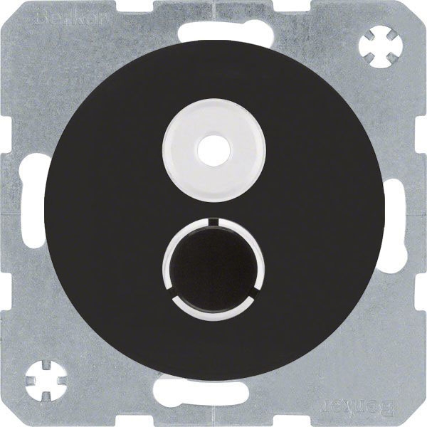 Розетка мультимедийная Audio mono WBT +/- Berker R.1; R.3, черный глянцевый
