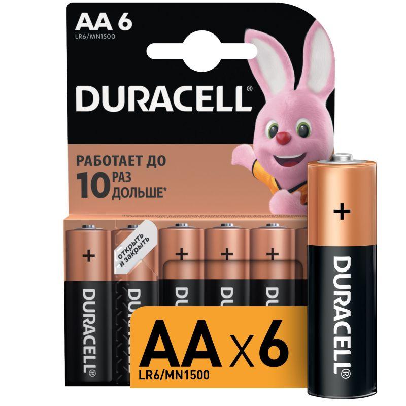 

Duracell Батарейка алкалиновая AA LR6/MN1500 Basic 1.5v (блистер 6 шт.)