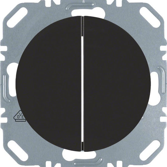 Светорегулятор клавишный Berker R.1; R.3 для ламп накаливания 230в, электронных и обмоточных трансформаторов 12в, без нейтрали, черный глянцевый