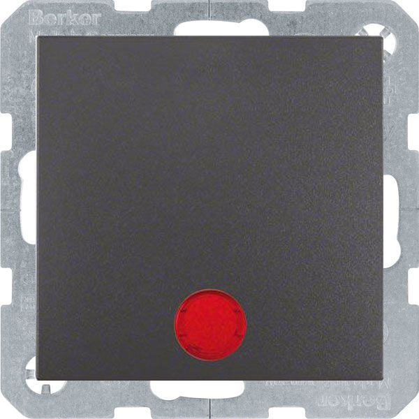 Кнопка звонка одноклавишная (1н.о.) Berker S.1;B.3;B.7 с красной подсветкой, на винтах, антрацит матовый