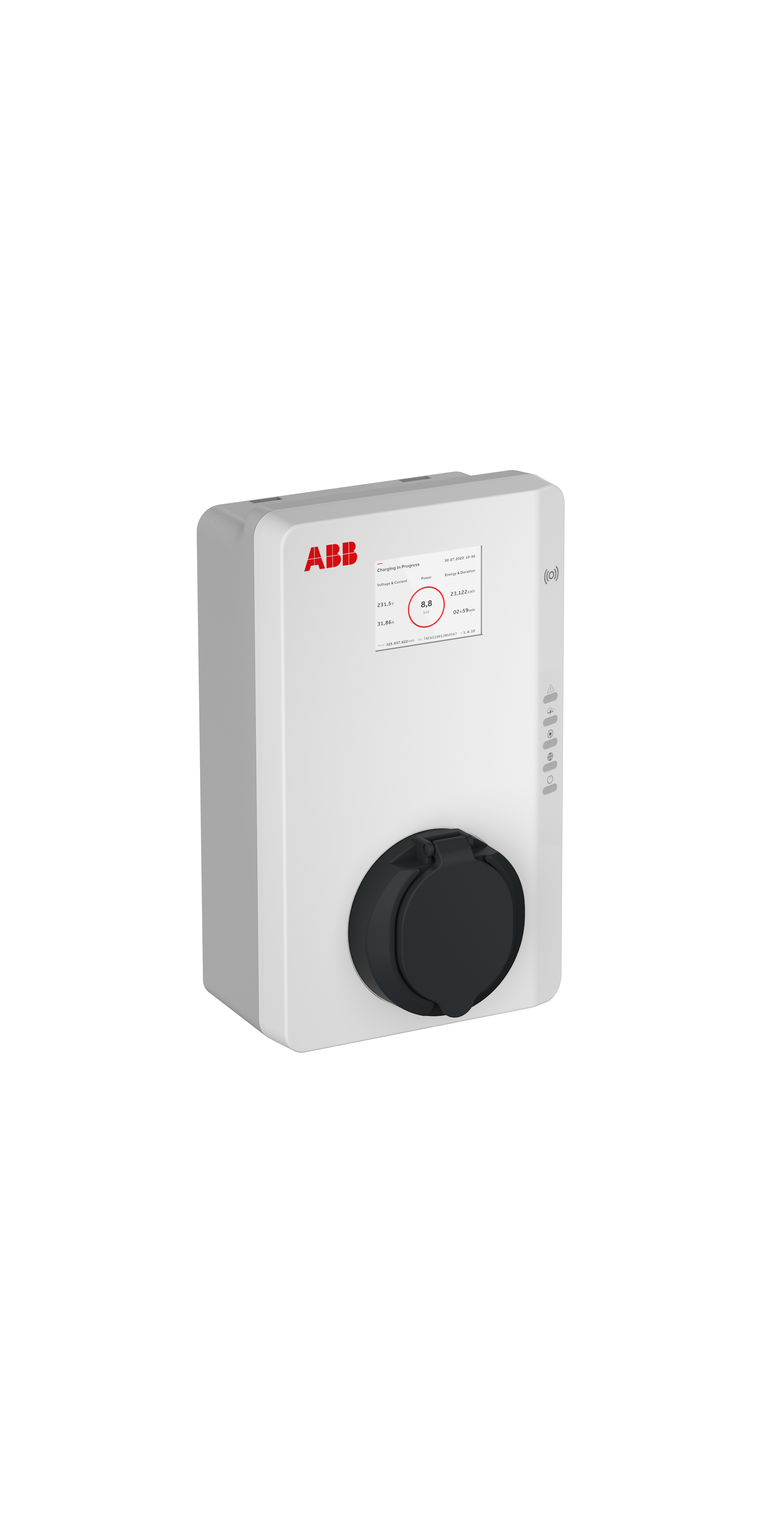 

ABB Terra AC W22-S-RD-MC-0 AC wallbox type 2, розетка со шторками, 3ф/32A, сертификация MID, RFID, дисплей и 4G, Terra AC