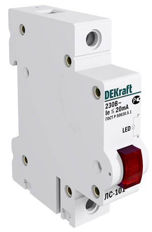 Лампа сигнальная на DIN-рейку 1P красная LED ЛС-101 220В DEKraft 319₽