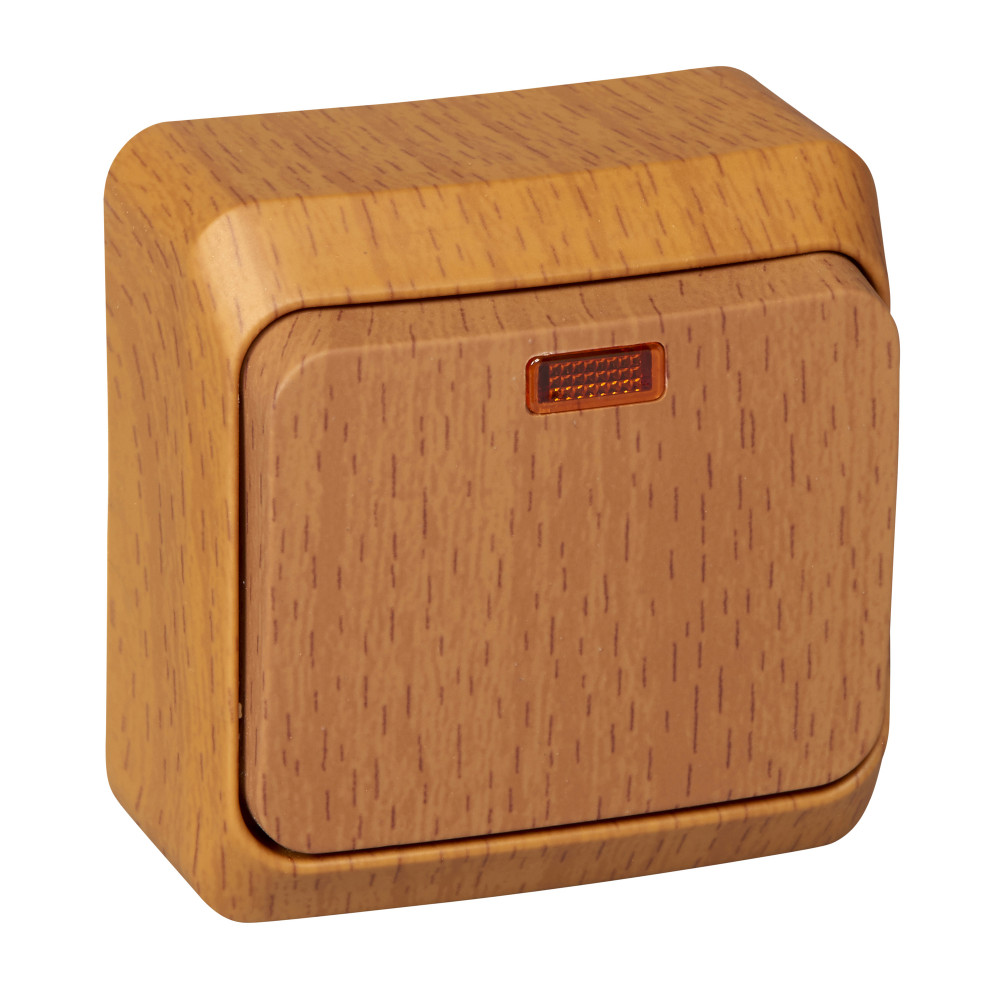 

Выключатель одноклавишный с подсветкой Schneider Electric Этюд, на винтах, темный бук, Дерево, Этюд