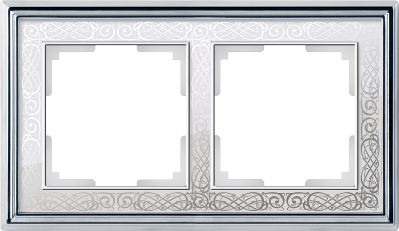 

Рамка Werkel Palacio Gracia на 2 поста, универсальная, хром/белый, Werkel