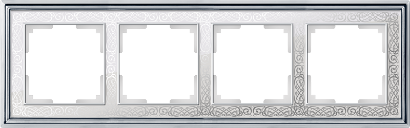 

Рамка Werkel Palacio Gracia на 4 поста, универсальная, хром/белый, Werkel