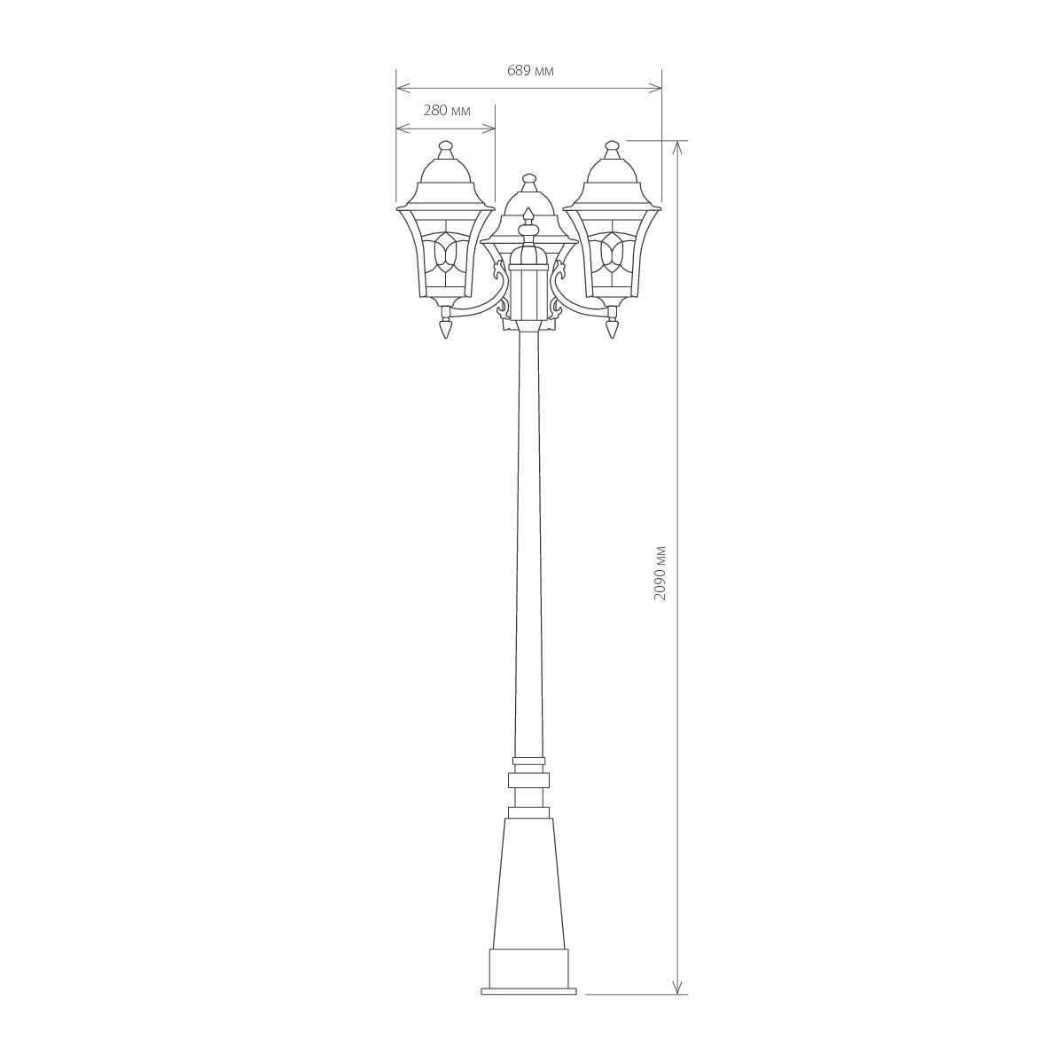 

Elstandard Уличный трехрожковый светильник на столбе IP44 Altair F/3 черное золото, Altair