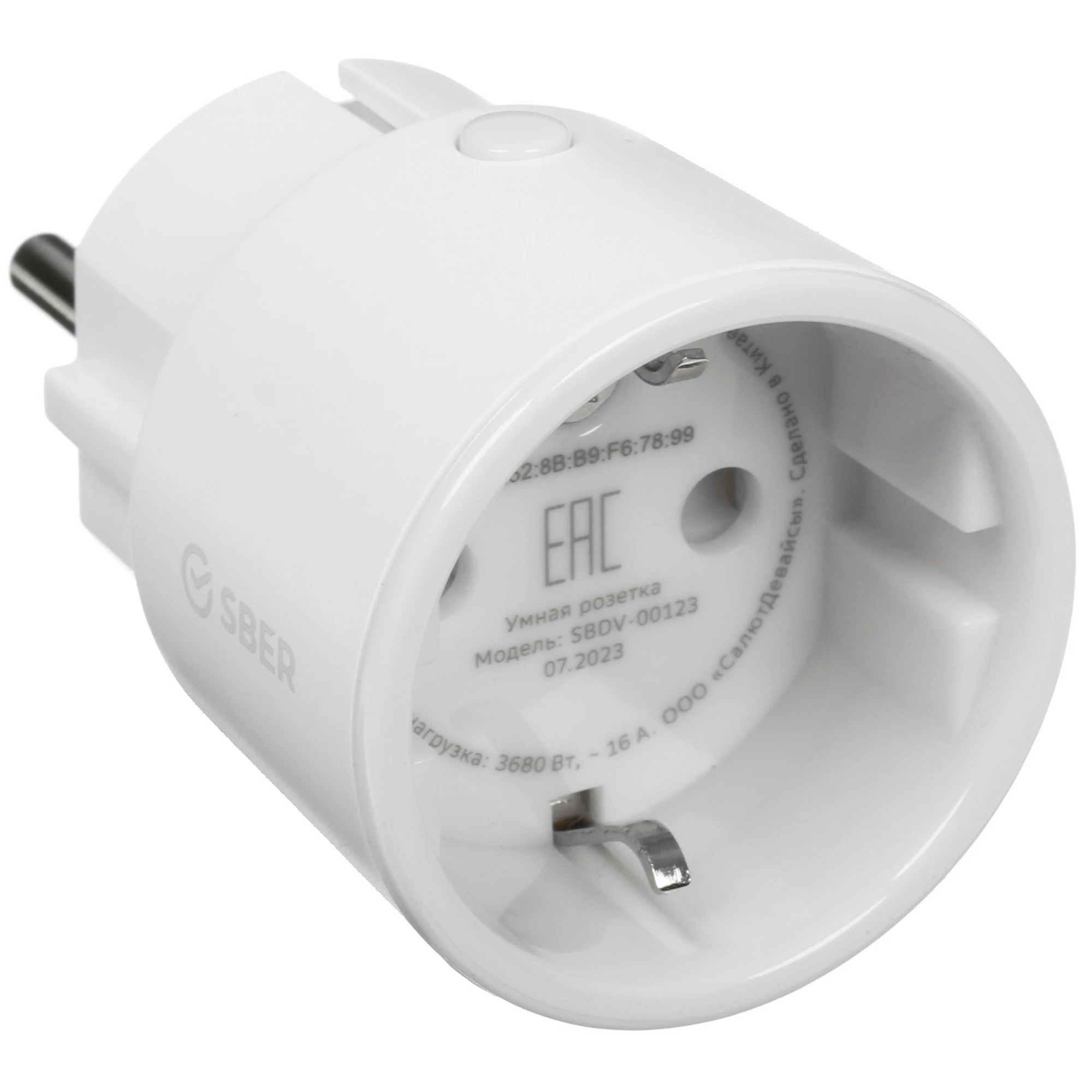 Умная розетка Sber 16А 120-260В 368кВт Wi-Fi помощник-Салют таймер цвет белый 990₽
