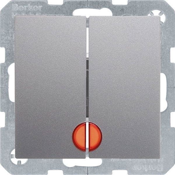 

Выключатель двухклавишный с подсветкой Berker S.1;B.3;B.7, на винтах, алюминий матовый лак, S.1;B.3;B.7