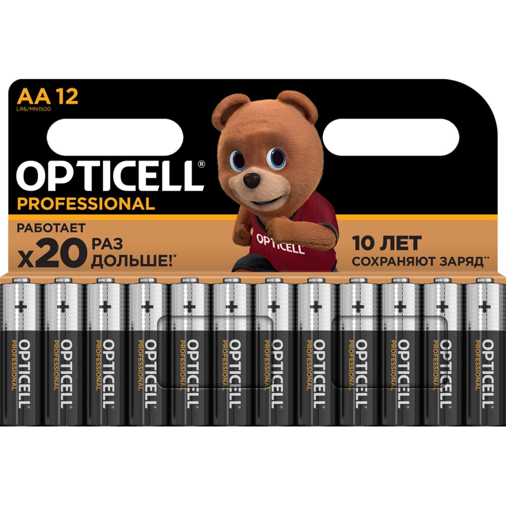 Батарейка алкалиновая AA/LR6, 12 шт. в блистере, Professional Opticell