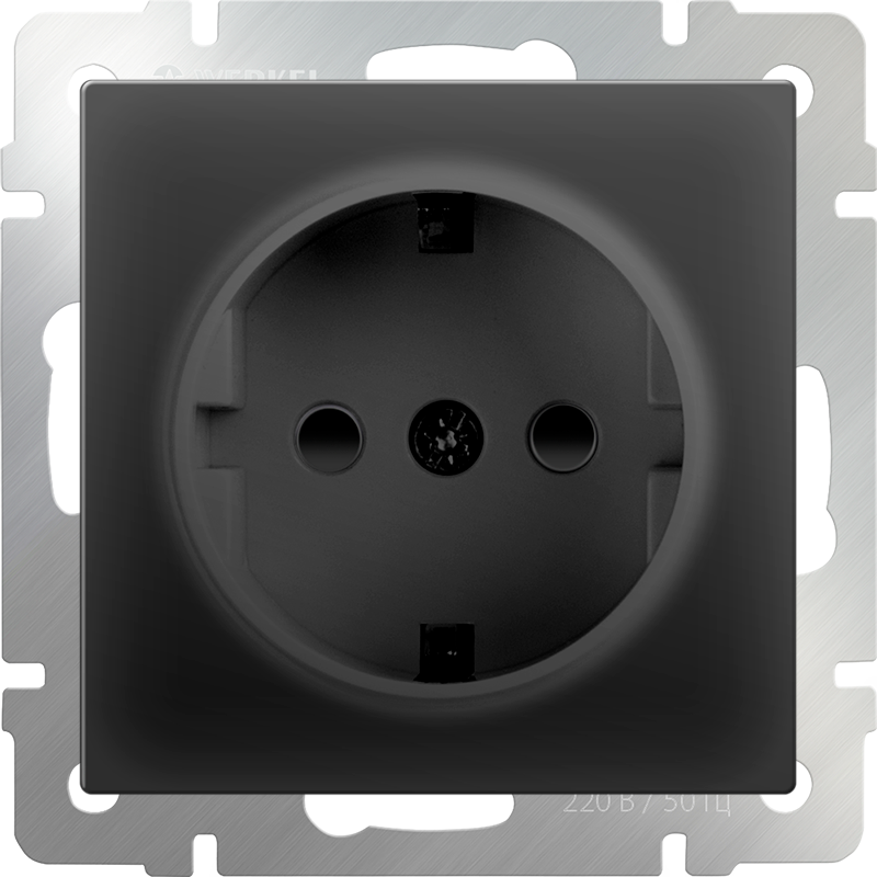 

Розетка с заземлением Werkel, с защитными шторками, на винтах, черный, Werkel