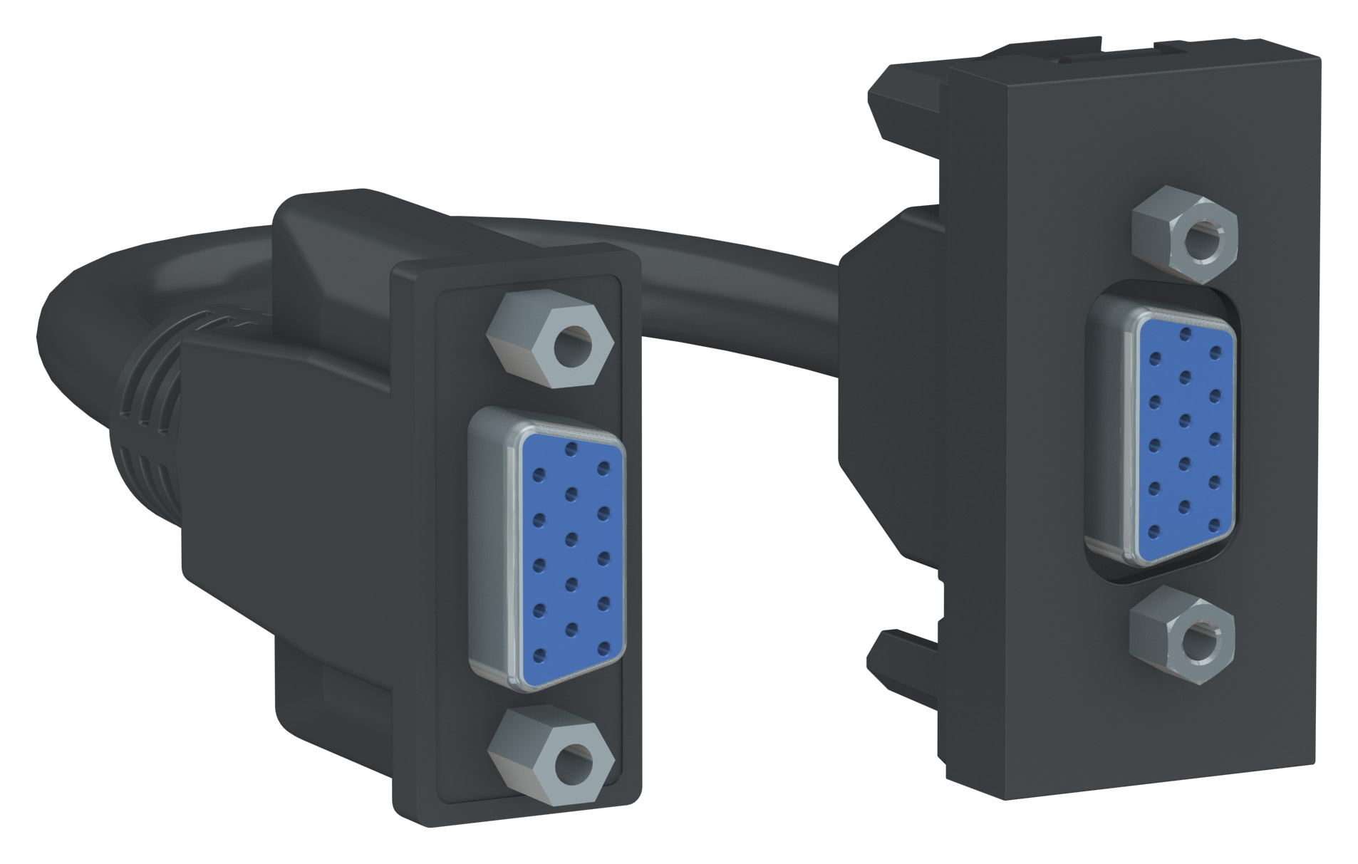 

SE UNICA MODULAR РОЗЕТКА HD15 female (VGA), 1 модуль, АНТРАЦИТ, Unica Modular