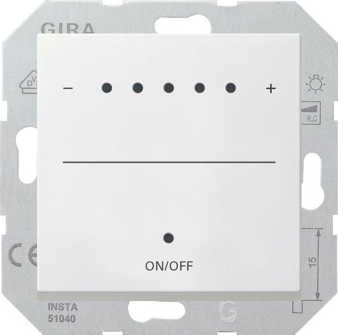 Светорегулятор клавишный Gira System 55 универсальный (в т.ч. для led и клл), без нейтрали / с нейтралью, белый матовый