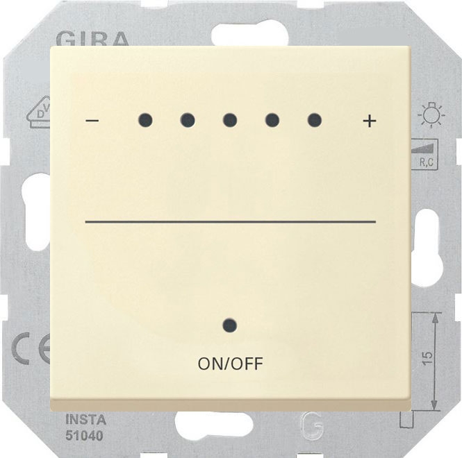 Светорегулятор клавишный Gira System 55 универсальный (в т.ч. для led и клл), без нейтрали / с нейтралью, кремовый глянцевый