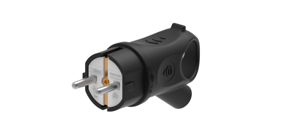 Вилка 2КЗ угловая каучуковая 16А250В IP44 чёрная Systeme Electric серия MultiSet 809₽